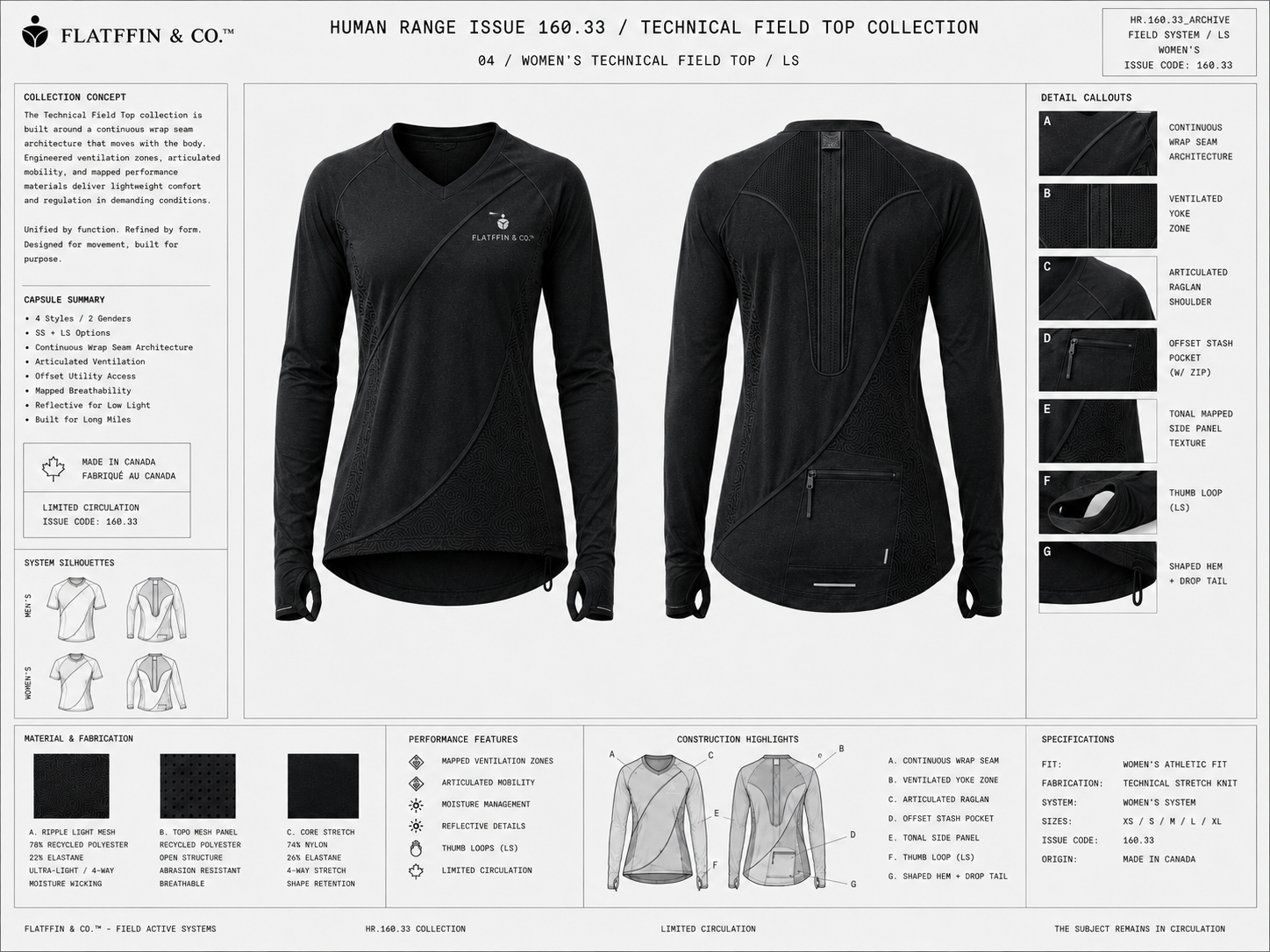 Women's Technical Field Top, Long sleeve, approved development reference
